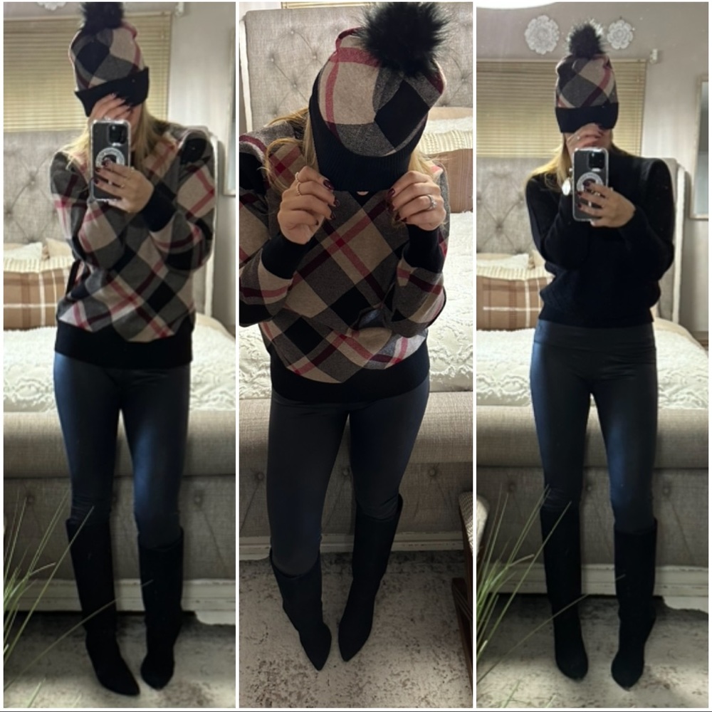 New🍁Gorgeous Burberry inspired sweater & hat - Picture 5 of 7